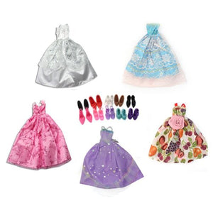 Fat-Catz-Copy-Catz Compatible with 11.5" Dolls: 5x Ball Gown Wedding Dresses & 10x Shoes Boots