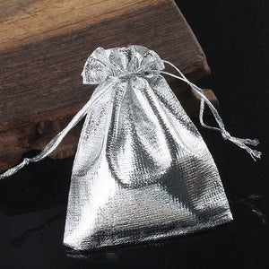 100pcs Organza Jewelry Gift Bags Pouch Wedding 7x9cm Bulk (Silver)