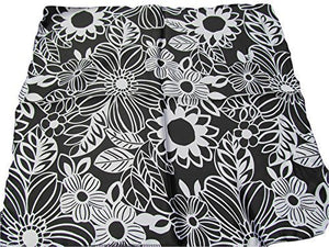Fat-catz-copy-catz Small Black Flowers arty print silk satin feel ladies fashion neck, head scarf 50cm x 50cm square