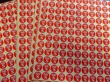 Load image into Gallery viewer, Fat-catz-copy-catz 1980 x Small red Size Stickers 1.3cm Diameter (15 Sheets) for Shops, Clothing Labelling, etc.

