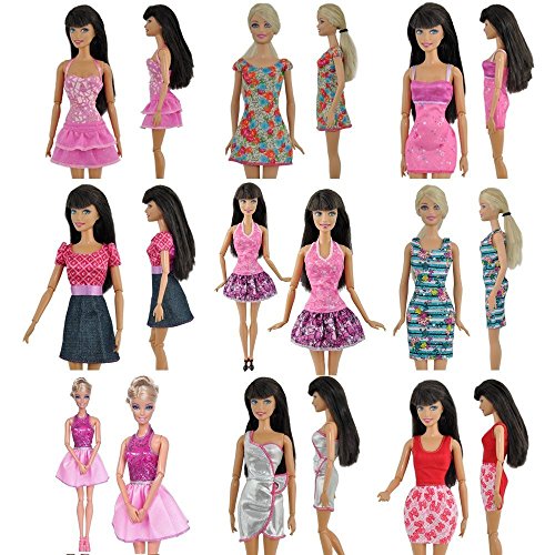 Fat-catz-copy-catz Set of Short Doll's Dresses: 5 dresses 5 shoes & 5 hangers