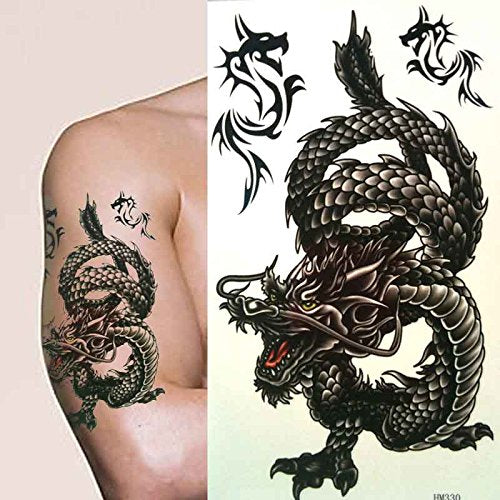 Fat-catz-copy-catz Mens Boys Large Black Angry Arty Chinese Dragon Temporary Tattoo Parties Gift Bags