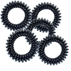 Pretty Pack of 5 Plastic Spiral Hair Bobbles -Black