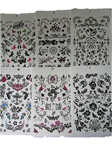 Fat-catz-copy-catz One Book of 6 Sheets Ladies Girls Black Celtic Tribal Butterflies flowers vines style Temporary Tattoos