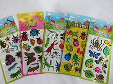 Load image into Gallery viewer, Fat-catz-copy-catz Kids Various small sheets of dinosaur, T-Rex, Pre-historic Animals, Cars, Insects, Bugs, Fashion Stickers or Tattoos craft, scrap books, card making, gift party bags
