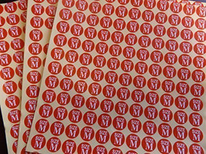 Fat-catz-copy-catz 1980 x Small red Size Stickers 1.3cm Diameter (15 Sheets) for Shops, Clothing Labelling, etc.