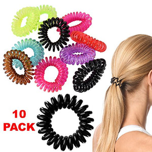 Kids Girls Teens 10pcs Spiral Hair Bobble Bands Rope Elastic Rubber Tie Wire Slinky Coil Ponytail Cute Fashion Trend Stylish Coloured Bracelet