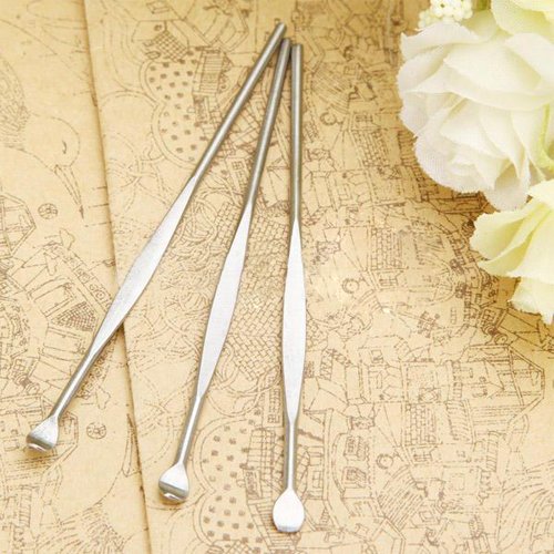 chinkyboo 3 x Steel Silver Ear Pick Curette Wax Remover Ear Cleaner Earpick Kits
