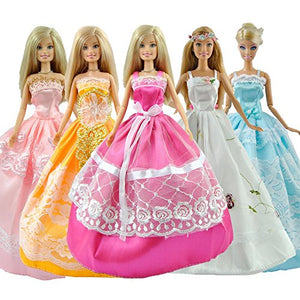 Fat-catz-copy-catz 3x Doll's Ball Gown Evening Wedding Fairy Princess Dresses & 3 Pairs of Shoes Boots