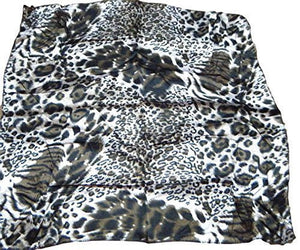 Small brown leopard animal print silk satin feel ladies fashion scarf 19"x19" - posted from London by Fat-Catz