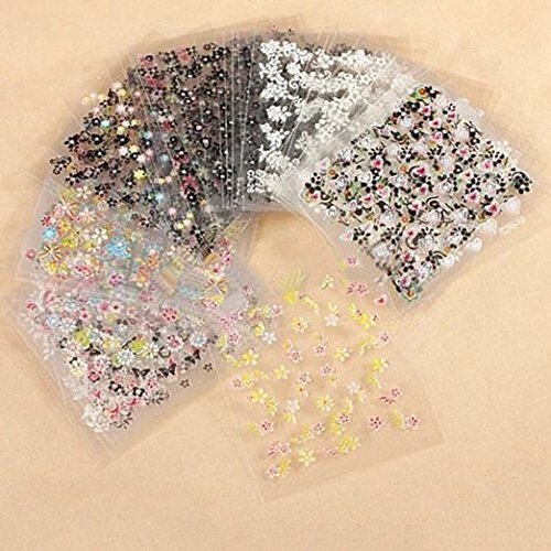Angelo Caro 30 Sheets Nail Art Transfer Stickers 3D Design Manicure Tips Decal Decorations