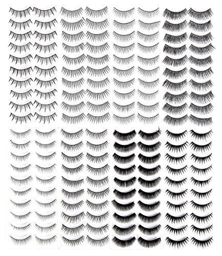 Cheeky Classic False/ Fake Eyelashes, Black Set of 8 Styles - Pack of 80 Pairs
