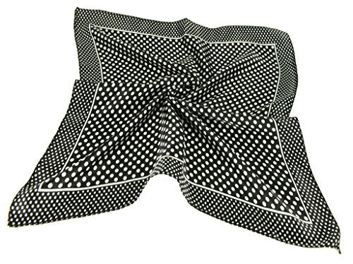 Women Square Scarf Black Polka-dot Pattern Soft Neckerchief