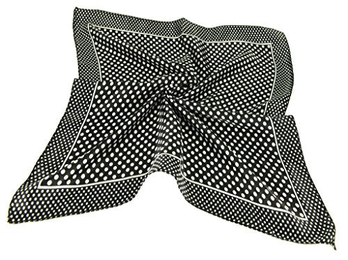 Satin Neck Tie Scarf Lovely Polka Black Dots Square Scarf