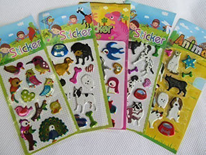 Fat-catz-copy-catz 5x small sheets of Cats, Dogs & Birds, Animals Stickers for kids boys, girls, craft, scrap books, card making, gift party bags