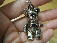 Load image into Gallery viewer, SOLID SILVER TONE/BLACK METAL MOVABLE JOINTED ARMS &amp; LEGS BEAR KEYRING UK SELLER
