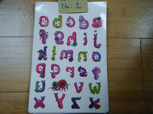 Load image into Gallery viewer, 3 DESIGNS, TEMPORARY TATTOOS LETTERS NUMBERS NAMES ALPHABET CRAFT PARTIES UKSELL
