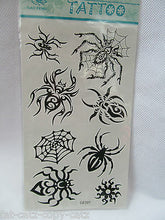 Load image into Gallery viewer, One Sheet black scary spider web insects halloween Temporary Tattoos UK Seller
