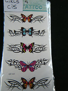 1x SHEET LADIES BUTTERFLY BANDS ARTY EYES FLOWERS TEMPORARY TATTOOS UK SELLER