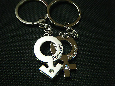 LOVERS JIGSAW MALE & FEMALE SYMBOL LOVE YOU FOREVER SET OF 2 KEYRINGS UK SELLER
