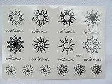 Load image into Gallery viewer, Unisex Black Unisex Tribal Arty Celtic Circles Sun Temporary Tattoos UK Seller
