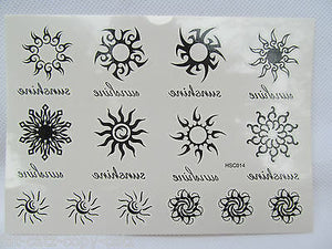 Unisex Black Unisex Tribal Arty Celtic Circles Sun Temporary Tattoos UK Seller