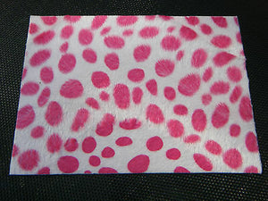 FAUX FUR FABRIC PINK SPOTTED PRINT CRAFT COVERING SKIN DECAL STICKER 19.5cmx14cm