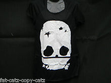 Load image into Gallery viewer, FASHION SCARY ANGRY BLACK SKULL &amp; TEETH LADIES ZIP MOUTH TOP T-SHIRT ONE SIZE
