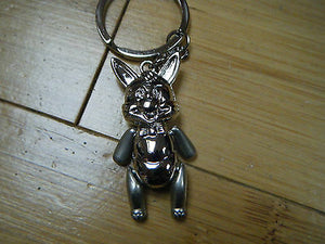SOLID METAL MOVING ARMS & LEGS CUTE BUNNY RABBIT KEYRING IN GIFT BOX 4.5cm LONG