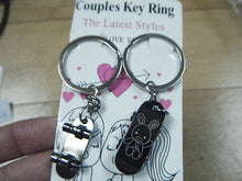 Load image into Gallery viewer, LOVERS SET OF 2 KEYRINGS I LOVE YOU MALE &amp; FEMALE SKATEBOARDS GIFT IDEA UKSELLER
