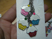 Load image into Gallery viewer, CUTE CUP CAKES CANDY STICKS KEYRING HANDBAG CHARM DIAMONTE GIFT IDEA UK SELLER
