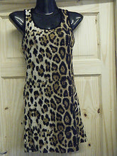 Load image into Gallery viewer, Leopard Animal Print Long Line Racer Back Ladies Lycra Vest Tunic Dress UKSeller
