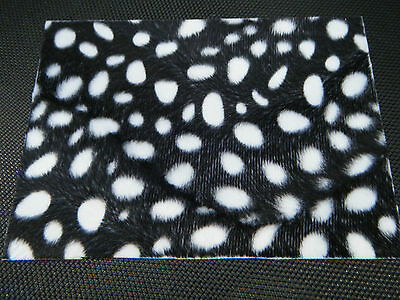 FAUX FUR FABRIC BLACK SPOTTED PRINT CRAFT COVERING SKIN DECAL STICKER 19.5x14cm