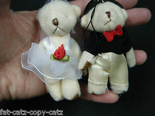 Load image into Gallery viewer, SET OF 2 SMALL MEDIUM JOINTED WEDDING BRIDE &amp; GROOM SET TEDDY BEARSCAKE TOPPER
