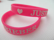 Load image into Gallery viewer, Unisex Pink I Love Justin Bieber, Belieber Silicone Rubber Wrist Band UK Seller
