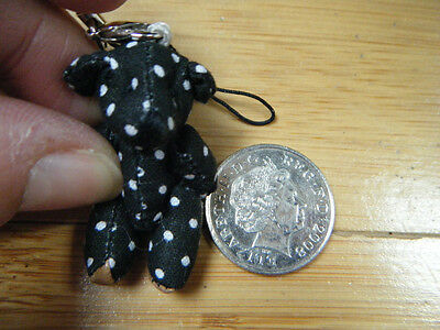 Unique Tiny Small Miniature Jointed Black Spotted Bear or Rabbit  4.5cm UKSeller