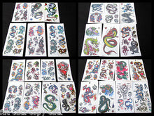 Load image into Gallery viewer, 5 or 10 SHEETS BOYS CHINESE MYSTICAL DRAGON SNAKES 50+ TEMPORARY TATTOOS PARTY
