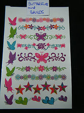 Load image into Gallery viewer, 1x SHEET GIRLS COLOURFUL BUTTERFLIES FLOWERS LADYBIRDS BANDS TEMPORARY TATTOOS
