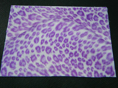 FAUX FUR FABRIC PURPLE LEOPARD PRINT CRAFT COVERING SKIN DECAL STICKER 19.5x14cm