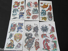Load image into Gallery viewer, 5 or 10 SHEETS BOYS ANGRY TIGER DRAGON WOLF TEMPORARY TATTOOS PARTY LOOT BAG
