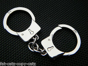 MINI HAND CUFFS BLING SILVER METAL COLOURED KEYRING GIFT IDEA UK SELLER FREE P&P