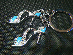 SOLID METAL 2 PIECE LADIES HIGH HEELED SHOES DIAMONTE 4COLOURS KEYRING GIFT IDEA