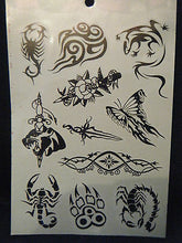 Load image into Gallery viewer, 1x SHEET BLACK UNISEX ARTY CELTIC SUN TRIBAL BANDS 9 DESIGNS TEMPORARY TATTOOS
