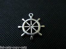 Load image into Gallery viewer, 10x Plastic Ship Steering Wheel Helm Nautical Jewellery Craft Charms Gold Silver
