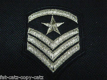 Load image into Gallery viewer, PUNK GOTH EMBROIDERY CLOTH MILITARY SERGEANT STRIPES PATCH IRON SEW ON 7cmx5.5cm
