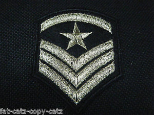 PUNK GOTH EMBROIDERY CLOTH MILITARY SERGEANT STRIPES PATCH IRON SEW ON 7cmx5.5cm
