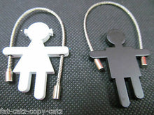 Load image into Gallery viewer, LOVERS SET OF 2 NOVELTY MALE &amp; FEMALE BOY GIRL SOLID METAL CHROME KEYRINGS GIFT
