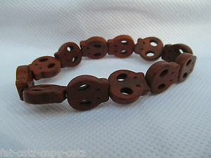 QUALITY UNISEX STONE SKULL FASHION ELASTICATED FRIENDSHIP BRACELET WRIST BAND UK