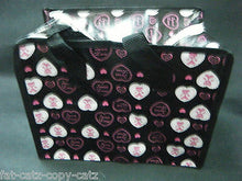 Load image into Gallery viewer, ECO FRIENDLY CUTE BLACK PINK LOVE HEARTS LUNCH SHOPPING TRAVEL BAG FREE UK POST
