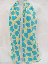 Load image into Gallery viewer, FASHION HEARTS PRINT PINK BLUE GREEN CREAM LADIES SCARF 160cmx48cm FREE UK P&amp;P
